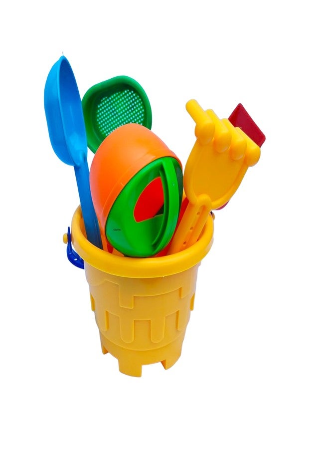 GoldiMec Beach Fun Toy Sand Castle Building Plastic Beach Toy Set for Kids | Activity Playset and Gardening Tool with Bucket | Sand Beach Toys,Outdoor Kids Sand Toys (Pack of 8 pcs) - Image 3
